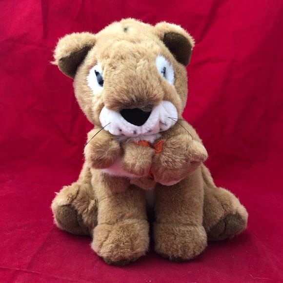 Lion Plush Set Soft Classics By Toys R Us Mother Lioness Holding Baby Cub 11" - Picture 1 of 10